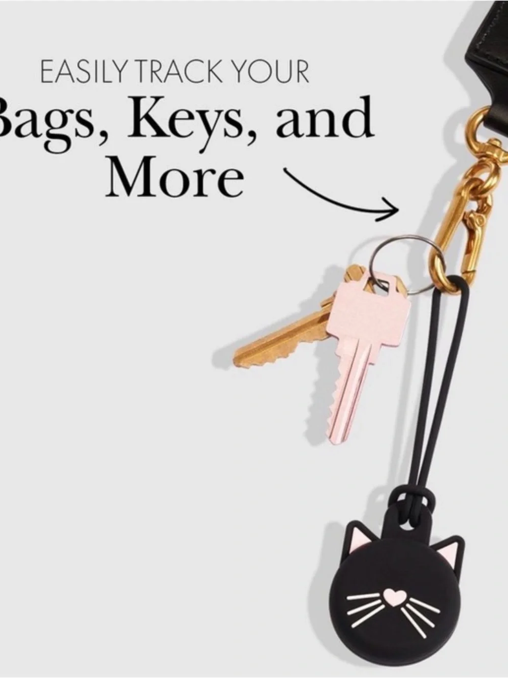 kate spade Black Cat AirTag Protective Case with Gold Clip